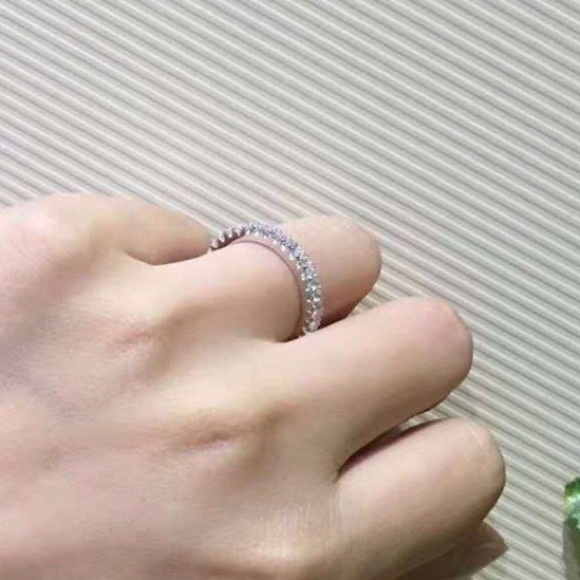 NEW 18K White Gold Diamond Eternity Stackable Ring - Picture 4 of 8